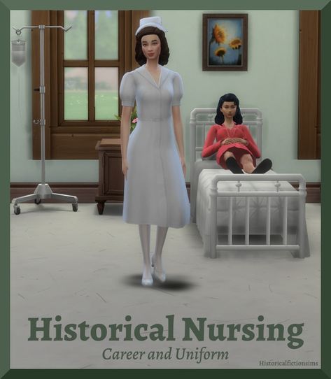 Sims 4 Medical Cc, Sims 4 School, Lotes The Sims 4, Sims 4 Decades Challenge, Spanish Dress, Vintage Nurse, Medical Careers, Solid And Striped, School Nurse