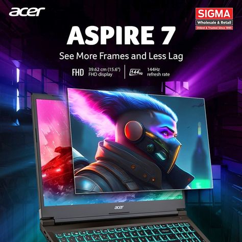 Ascend to greatness with the Aspire 7! Powered by #NVIDIA® GeForce® #RTX™ 3050, 16GB RAM, 512GB SSD, and a 15.6" FHD 144Hz display. You’ll crush every challenge and dominate the high-score tables. ACER EXCLUSIVE STORE Patrakar Puram | +91- 9335349714 #Acer #AcerAspire #Gaming #SigmaITSuperStore Acer Aspire, Ram, Gaming, Quick Saves