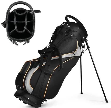 Lightweight & Portable Design: With a net weight of just 5 lbs and detachable dual strap design, this golf stand bag is lightweight and easy to carry. Golf Stand Bags, Pocket Storage, Golf Bag, Fabric Black, Self Service, Golf Cart, Mens Golf, Golf Bags, Golf Clubs