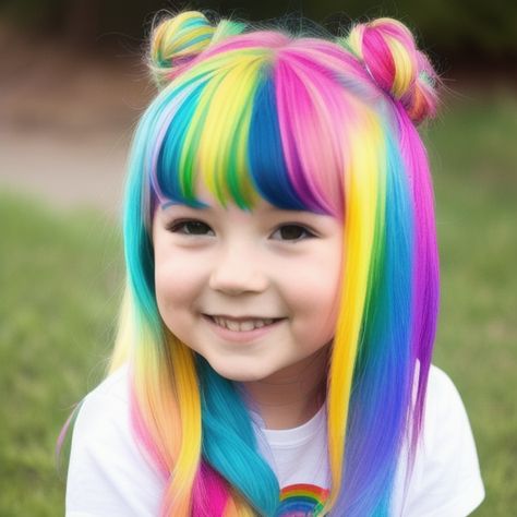 Rainbow haired little girl🫠 Rainbow, Hair