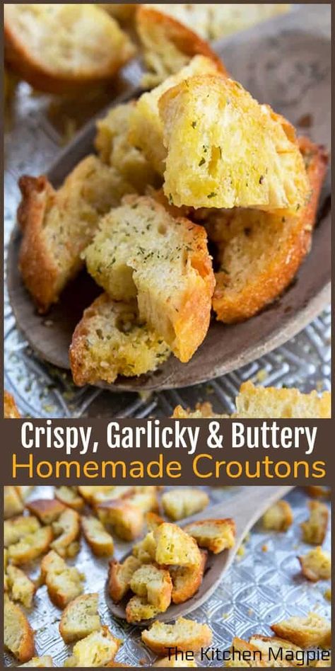 Homemade Croutons For Soup, Homemade Ceasar Salad Croutons, Best Homemade Croutons, Bread Croutons Homemade, How To Make The Best Salad, How To Make Homemade Croutons, Croutons Homemade Oven, Homemade Croutons Recipe, How To Make Croutons From Bread