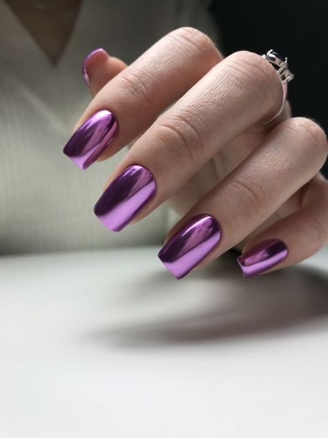 Top Spring Nails Color Trends 2024 – Bright, Cute Gel Polish Designs Chrome Spring Nails, Spring Nails Chrome, Ongles Rose Pastel, Purple Chrome Nails, Gel Polish Designs, Purple Chrome, Nails Chrome, Chrome Nails Designs, Nail Color Trends