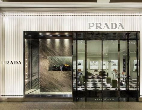 Prada Store, Window Poster, Fence Gate Design, Shop Facade, Luxury Exterior, Jewellery Shop Design, Store Layout, Shop Fronts, Shop Front Design