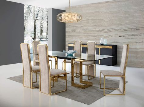 Stainless Steel Dining Table, Luxury Dining Tables, Gold Dining, Steel Dining Table, Contemporary Dining Table, Living Modern, Rectangle Dining Table, Dining Table Black, Luxury Dining