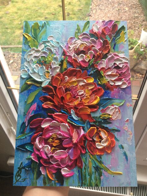 Flower Art Painting Abstract, Art Diy Canvas, Abstract Art Diy, Textured Canvas Art, Knife Painting, Sculpture Painting, Diy Canvas Art Painting, Flower Art Painting, Art Inspiration Painting