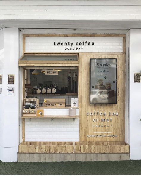 Japanese Cafe Design, Minimalis House Design, Container Coffee Shop, Vintage Coffee Shops, Coffee House Design, Mini Cafe, Bakery Shop Design, Small Bakery, Small Coffee Shop