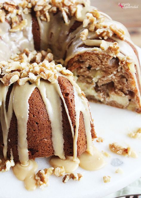 Apple Cream Cheese Cake with Praline Frosting - A delicious recipe to use fall apples! Best Bundt Cake Recipes, Best Bundt Cake, Pumpkin Buttermilk, Bundt Pan Recipes, Bundt Cake Recipes, Apple Cream Cheese, Cake Pumpkin, Bundt Recipes, Buttermilk Pound Cake