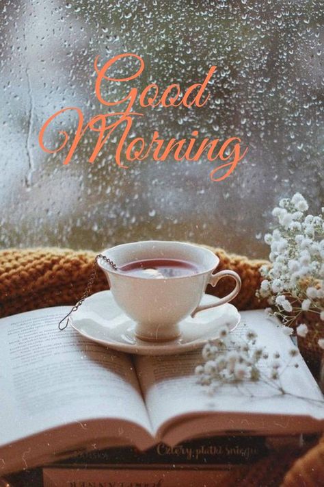 Good Morning Rainy Day Coffee, Rainy Fall Morning, Good Morning Rain, Rainy Good Morning, Good Morning Rainy Day, Love Good Morning Quotes, Good Morning Beautiful Pictures, Slaap Lekker, Good Morning Flowers Gif