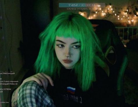 Green Hair, Pin It, A Woman, Green, Hair, Black