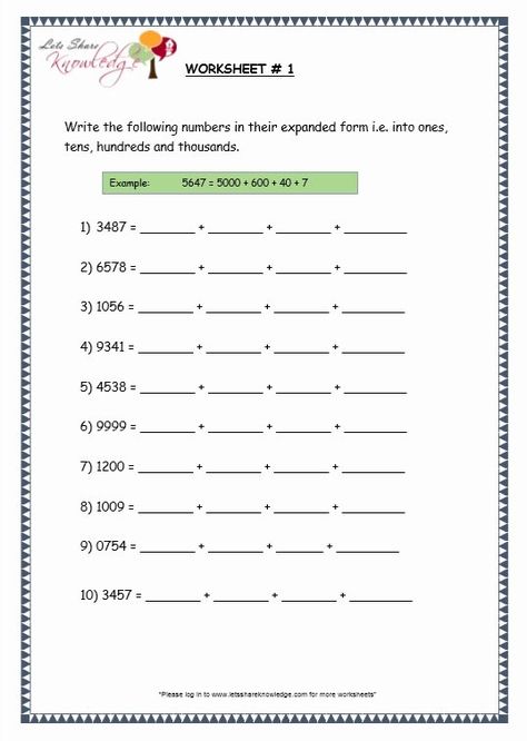 Ones Tens Hundreds Thousands Worksheet, Grade 3 Maths Worksheets, Speech Worksheets, Place Value Blocks, Tens And Units, Grade 6 Math, Worksheets For Grade 3, Graphing Worksheets, 4th Grade Math Worksheets