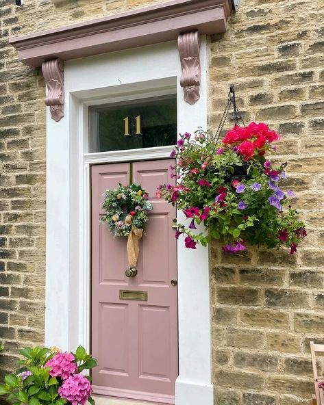 Rose Front Door, Sulking Room Pink, External Front Doors, Pink Front Door, Scenic Wallpaper, Painter And Decorator, Decorating Advice, Painted Front Doors, Farrow And Ball