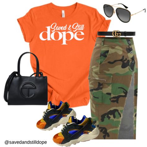 “Saved & Still Dope” Bright Orange UNISEX Tee Khaki And Orange Outfit, Basketball Game Outfit Women Plus Size, Causal Outfit Ideas For Women, Casual Fall Outfits Black Women, Orange Outfits For Black Women, Orange And Green Outfit, Game Outfits For Women, Orange Outfit Ideas, Orange Shirt Outfit