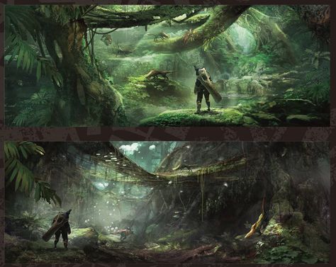 Ancient Forest Artwork from Monster Hunter: World #art #artwork #gaming #videogames #gamer #gameart #conceptart #illustration World Concept Art, Monster Hunter World Wallpaper, Forest Artwork, Voxel Art, Concept Art Gallery, Monster Hunter Art, Jungle Art, Monster Hunter World, Landscape Concept