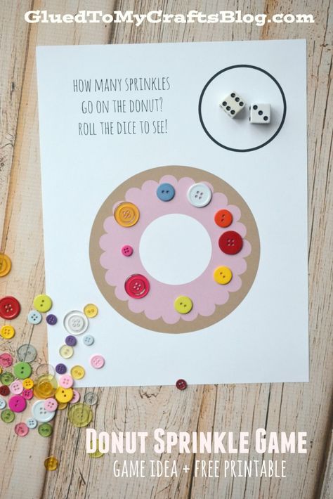 Donut Sprinkle Game - Free Printable Donut Crafts, Donut Games, Donut Craft, Donut Sprinkle, Sprinkle Games, Laura Numeroff, National Donut Day, Prek Math, Author Studies