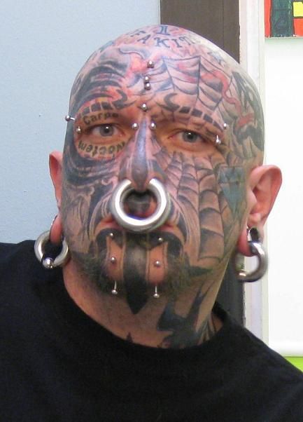 Full face tattoo, piercings, extreme body modification Full Face Tattoo, Piercing Face, Human Oddities, Web Tattoo, Scary Faces, Bad Tattoos, Facial Piercings, Inked Magazine, Body Modification