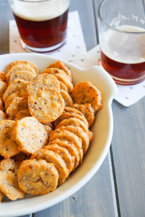 Southern Cheese Crackers + Add a Pinch Cookbook | Bake at 350° Cheese Cracker Recipe, Cheese Straws, Homemade Crackers, Cracker Snacks, Cracker Recipes, Cheese Crackers, Appetizer Dips, Savory Snacks, Pretzels