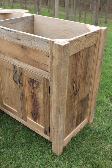 Rustic Bathroom Vanity 72 Dual Sink Reclaimed Barn - Etsy Cabin Cabinets, Barn Wood Cabinets, Rustic Bathroom Vanity, Paneled Doors, Rustic Vanity, Rustic Bathroom Vanities, Rustic Bathroom Designs, Bathroom Farmhouse Style, Custom Vanity