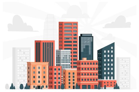 City skyline concept illustration | Free Vector #Freepik #freevector #building-illustration #flat-city #city-illustration #building-skyline Vector Building Illustration, Flat Illustration City, City Buildings Drawing, Building Illustration Vector, Building Animation, Buildings Illustration, Flat Building, City Vector Illustration, Urban Illustration