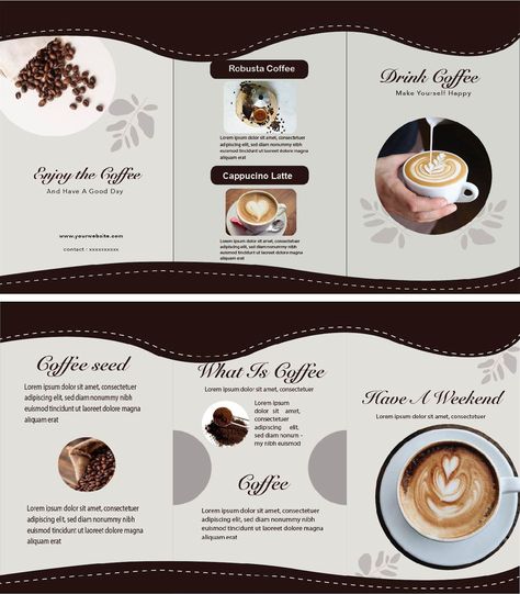 Cafe Brochure Design Ideas, Brochure Coffee Design, Coffee Shop Brochure Design, Coffee Brochure, Indesign Adobe, Coffee Poster Design, Brochure Examples, Book Art Projects, Graphic Design Business Card