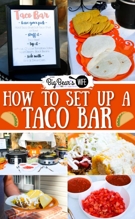 Outdoor Taco Bar Party Ideas, Taco Bar Ideas Parties, Taco Salad Bar Ideas, Taco Bar Set Up, Taco Catering Set Up, Walking Taco Bar Party Set Up, Graduation Taco Bar, Taco Bar Set Up Ideas, Taco Bar Buffet Set Up