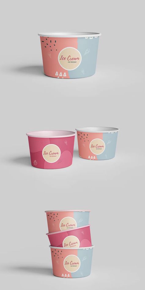 Ice Cream Cup Mockup Ice Cream Cup Packaging, Ice Cream Cup Design, Ice Cream Cups Packaging, Ice Cream Cups Design, Ice Cream Mockup, Ice Cream Display, Cream Poster, Ice Cream Poster, 3d Display