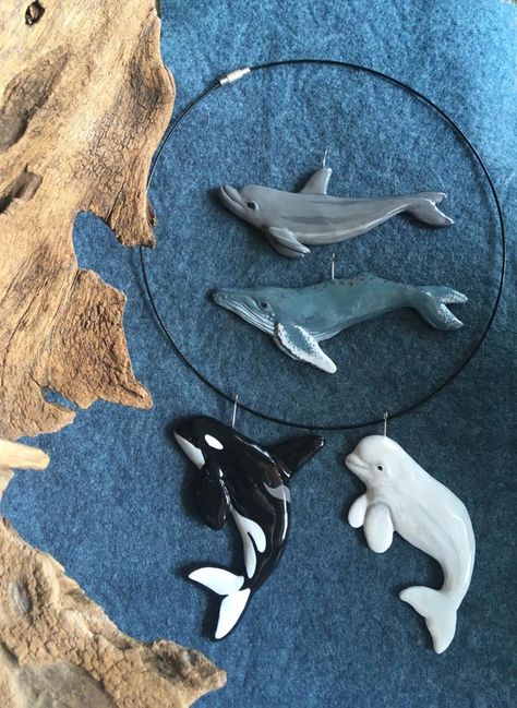 Whale Craft, Whale Clay, Polymer Clay Necklaces, Polymer Clay Ocean Animals, Sea Animals Clay Modelling, Diy Clay Jewelry, Polymer Clay Orca, Whale Polymer Clay, Clay Whales Ceramics