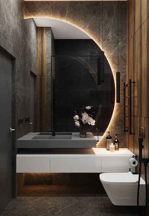 Bathroom Tub Ideas, Light Fixture Bathroom, Bathroom Furniture Design, Bathroom Interior Design Modern, Modern Luxury Bathroom, Wc Design, Bathroom Counter Decor, Sinks Bathroom, Cabinets Bathroom