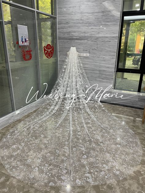 Royal Veil Length, Royal Cathedral Length Wedding Veil, Regal Wedding Veil, Royal Cathedral Veil, Silver Veil, Unique Veils, Cathedral Length Wedding Dress, Long Veils Bridal, Royal Veil