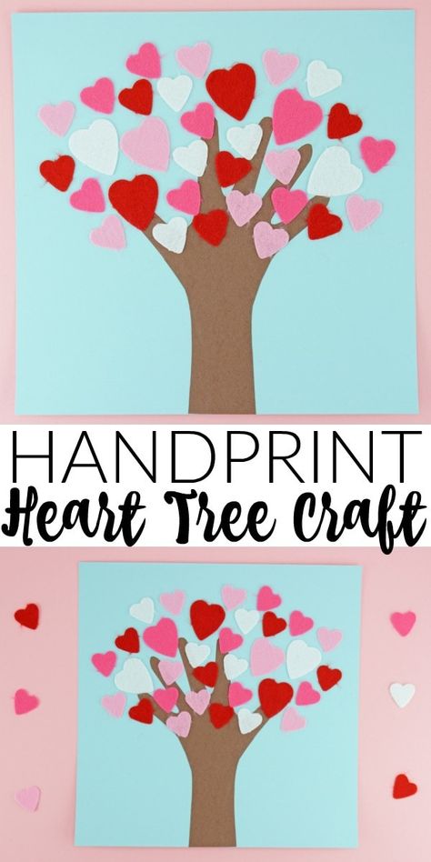 How To Make A Valentine's Day Tree Craft - I Heart Crafty Things Heart Tree Craft, Handprint Heart, Vday Crafts, Preschool Valentines Activities, Preschool Valentine Crafts, February Crafts, Easy Valentine Crafts, Snickerdoodle Cookies, Valentine's Day Crafts For Kids