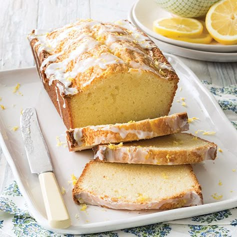 Glazed Lemon Pound Cake Pound Cake Paula Deen, Lemon Sour Cream Pound Cake, Lemon Cake Bites, Baking Recipes Dinner, Easy Baking Recipe, Cake Glaze, Pound Cake Glaze, Recipe Cheesecake, Smores Dessert