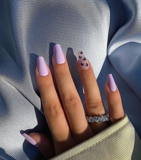 Euphoria Nails, Lilac Nails, Purple Acrylic Nails, Lavender Nails, Casual Nails, Classy Acrylic Nails, Acrylic Nails Coffin Short, Short Acrylic Nails Designs, Pretty Acrylic Nails