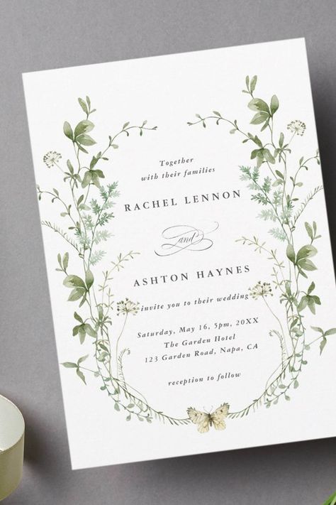 Elegant Watercolor Wildflowers Wedding Invitation Wildflower Wedding Ceremony, Wildflowers Wedding, Wildflower Wedding Invitations, Watercolor Wildflowers, Spring Wedding Invitations, Wedding Ceremony Programs, Formal Wedding Invitations, Romantic Garden Wedding, Elegant Watercolor