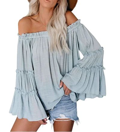 28 Comfortable Tops That Look Good On Everyone & Are All Under $30 On Amazon Ruffles Design, Pleated Chiffon Blouse, Bell Sleeve Tops, Simple Swimsuit, Backless Tank Top, Boho Beach Dress, Shoulder Tops, Long Dress Casual, Loose Blouse