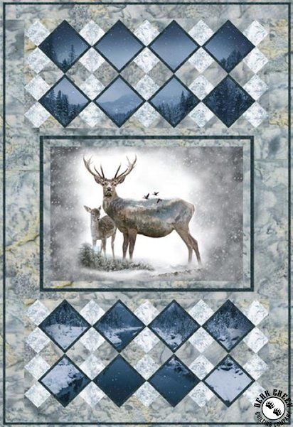 Wildlife Quilts, Deer Quilt, Panel Ideas, Panel Quilt Patterns, Fabric Panel Quilts, Free Pattern Download, Hoffman Fabrics, Quilt Border, Animal Quilts