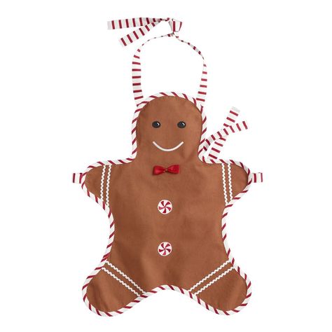 Kids Gingerbread Cookie Apron - World Market Gingerbread Apron, Red Bowtie, Holiday Aprons, Christmas Aprons, Gingerbread Cookie, Kids Apron, Towel Collection, Holiday Entertaining, Linen Towels