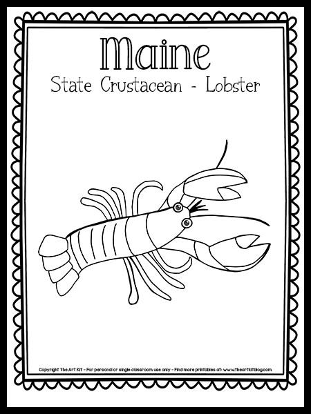 Maine Coloring Pages, State Of Maine Tattoo, State Of Maine Coloring Pages, Maine Outline, Maine State Flower, Maine State Flag, Lobster Art, State Crafts, State Symbols