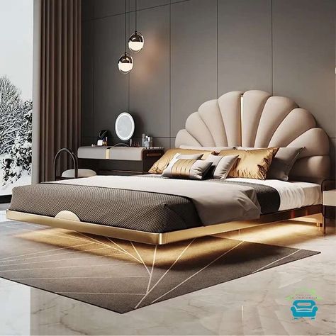 This bed will add a cool touch to your room by floating and giving cool lights effect, don’t miss out check it out in the website on our bio for more information please dm us. #bedroomdecor #bedroominspo #bedroomfurniture #furniture #classyinteriors #classyfurniture #interiordesign #classy #elegant #bed #bedroom #design #floatingbed Luxurious Bedrooms Classy, Modern Luxurious Bedrooms Classy, Classy Beds, Classy Bed, Big Headboard, Bed Design Modern Luxury, Suspended Bed, Double Bed Designs, Elegant Bed