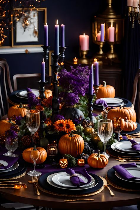 Adult Halloween Decorations, Halloween Dining Room, Halloween Decorating Ideas, Halloween Decor Diy, Halloween Decor Ideas, Halloween Tablescape, Halloween Party Dinner, Dripping Candles, Halloween Table Decorations