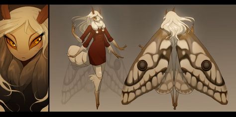 Moth Character, Moth People, Moth Oc, Bug People, Moth Girl, Cute Moth, Monster Girls, Creature Concept Art, Creature Concept