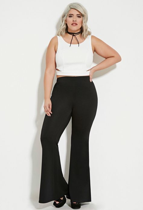 Plus Size Flared Pants Plus Size Bell Bottoms Outfit, Plus Size Bell Bottoms, Plus Size Flare Jeans, Bottoms Outfit, Bell Bottoms Outfit, Black Plus Size, Body Outfit, Fall Outfits For Work, Forever 21 Pants