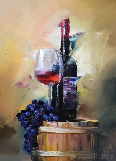 Wine And Grapes, Wine Painting, Soyut Sanat Tabloları, Wine Art, Hand Painted Walls, Still Life Art, Amazing Art Painting, Ethereal Art, Painting Art Projects