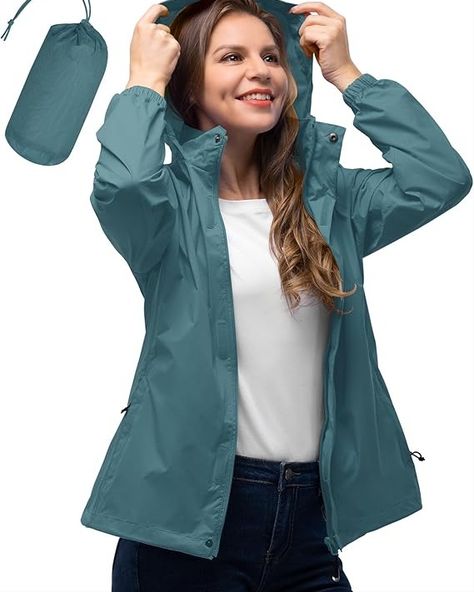 Multipurpose: 33,000ft Womens rain jackets waterproof with hood suitable for casual wear, outdoor sports, outdoor work, traveling, running,cycling, hiking, climbing, fishing, camping, hunting. sun protection jacket women is a must-have item in your wardrobe all year round. You can wear a fashion jacket in spring, a sun protection jacket in summer, a raincoat jacket in rainy days, and a thick sweater under the winter to protect you from the wind chill. Rain Jackets For Women, Raincoat With Hood, Layer Clothes, Rains Long Jacket, Packable Rain Jacket, Windbreaker Jacket Women, Waterproof Rain Jacket, Raincoat Jacket, Rain Jacket Women