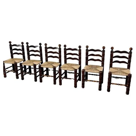 1stDibs: Antiques, Vintage and Mid-Century Modern Furniture, Jewelry, Fashion and Art Dining Room French, Low Chair, Ladder Back Chairs, Solid Wood Dining Chairs, Wood Dining Chairs, Fabric Seat, Mid Century Modern Furniture, Dining Chair Set, Dining Room Chairs