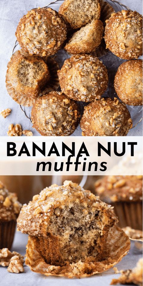 My banana muffin recipe is loved by thousands of families! Add in your favorite nut for a banana nut muffin that will make you the star of the weekend! Be sure to read all my pro tips and you’ll be amazed at the results! Banana Nut Bread Muffins, Easy Banana Nut Muffins, Popular Desserts Recipes, Nut Muffins, Banana Muffin, Bakery Style Muffins, Banana Nut Muffins, Simple Muffin Recipe, Banana Muffin Recipe