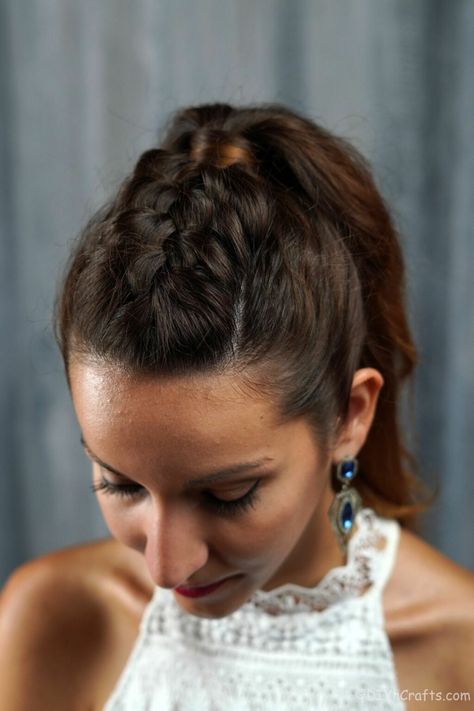 Half French Braid Ponytail, French Braid Ponytail Short Hair, Braid With A Ponytail, Small Braid Into Ponytail, Rubber Band French Braid, French Braid High Ponytail, Top Braid Ponytail, Top Braided Ponytail, High Ponytail With Braid