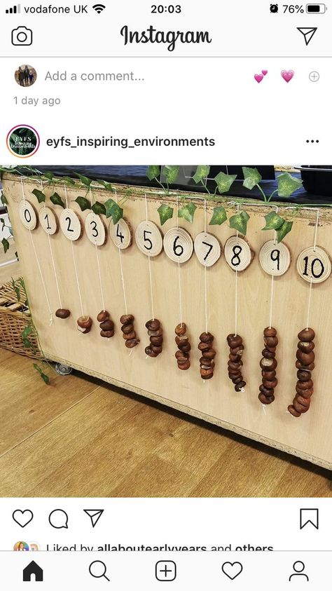 Forest School Classroom Ideas, Eyfs Forest School Area, Daycare Nature Decor, Math Reggio Emilia, Feelings Wall Classroom, Regio Emilia Activities Preschool, Natural Early Years Classroom, Natural Maths Area Eyfs, Curiosity Approach Maths Area