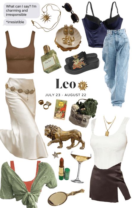 Leo Venus Dressing Style, Venus In Leo Aesthetic Outfit, Fire Sign Outfits, Leo Moon Outfits, Leo Style Aesthetic, Leo Rising Outfits Women, Lilith In Leo Outfits, Dressing Like Your Venus Sign Leo, Leo Zodiac Outfit Aesthetic