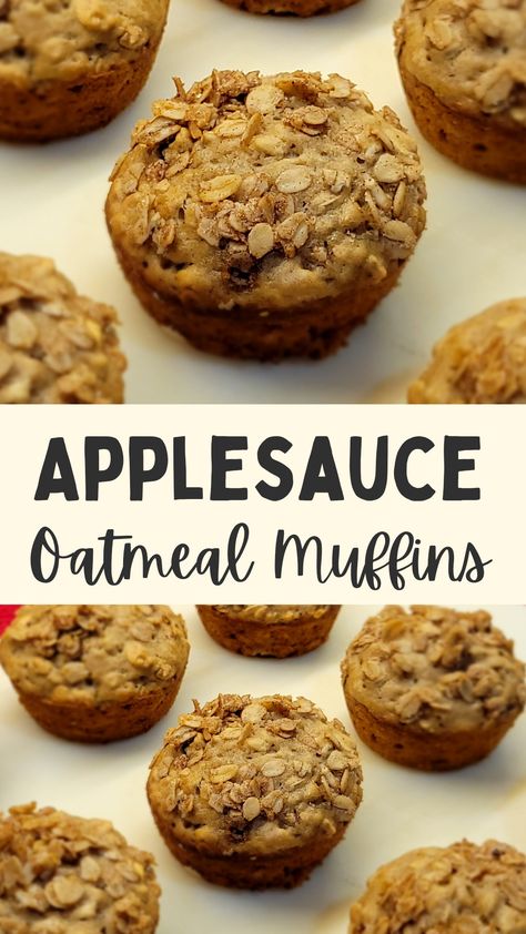 An easy oatmeal and applesauce muffin recipe. These are perfect for a quick and healthy breakfast on the go! #applesauce #muffins #oatmeal #quickbreakfast #breakfastideas #bakingrecipes #healthyrecipes Oatmeal Applesauce Muffins, Applesauce Muffin Recipe, Homemade Muffins Recipe, Muffins Blueberry, Applesauce Muffins, Easy Oatmeal, Homemade Muffins, Healthy Muffins, Crumpets