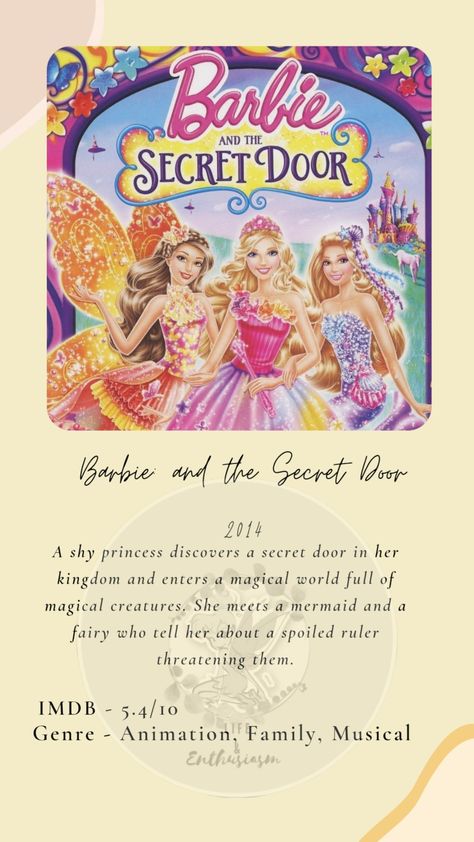 Barbie And The Secret Door, Barbie Posters, Doors Movie, Barbie Aesthetic, Door Poster, Barbie Images, Film Disney, Secret Door, Barbie Princess