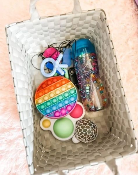 Sensory Corner Ideas, Classroom Sensory Corner, Toddler Calming Corner, Cozy Corner Ideas For Preschool, Sensory Corner Classroom, Calming Basket, Calming Corner Classroom, Calm Down Box, Sensory Corner